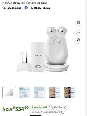 NuFACE Trinity Facial Toning Device + Lip and Eye Attachment Aqua Gel
